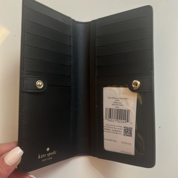 Black - Kate Spade ♠️ Madison Large Slimbfold Wallet - Picture 3 of 4